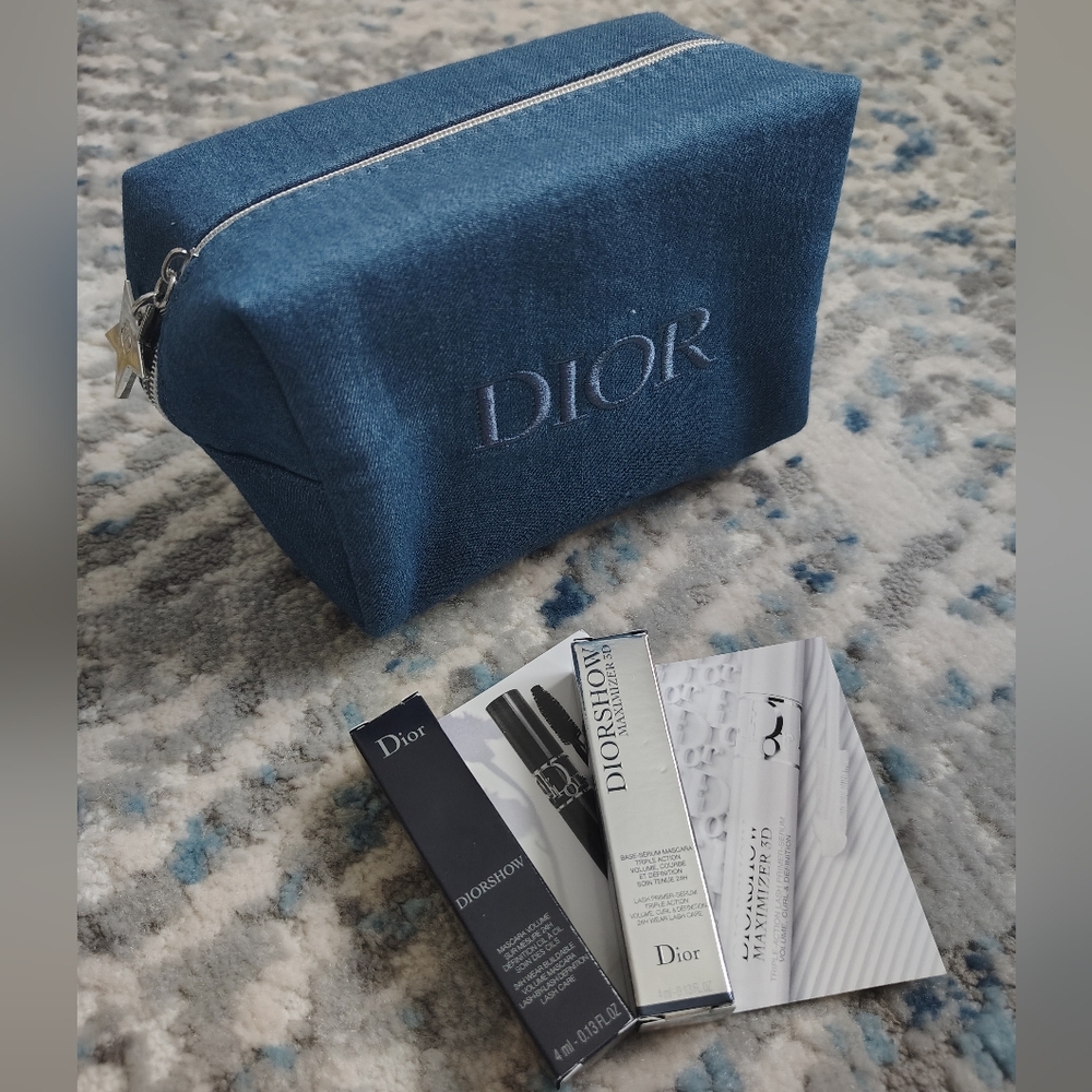 New denim DIOR pouch and mascara.